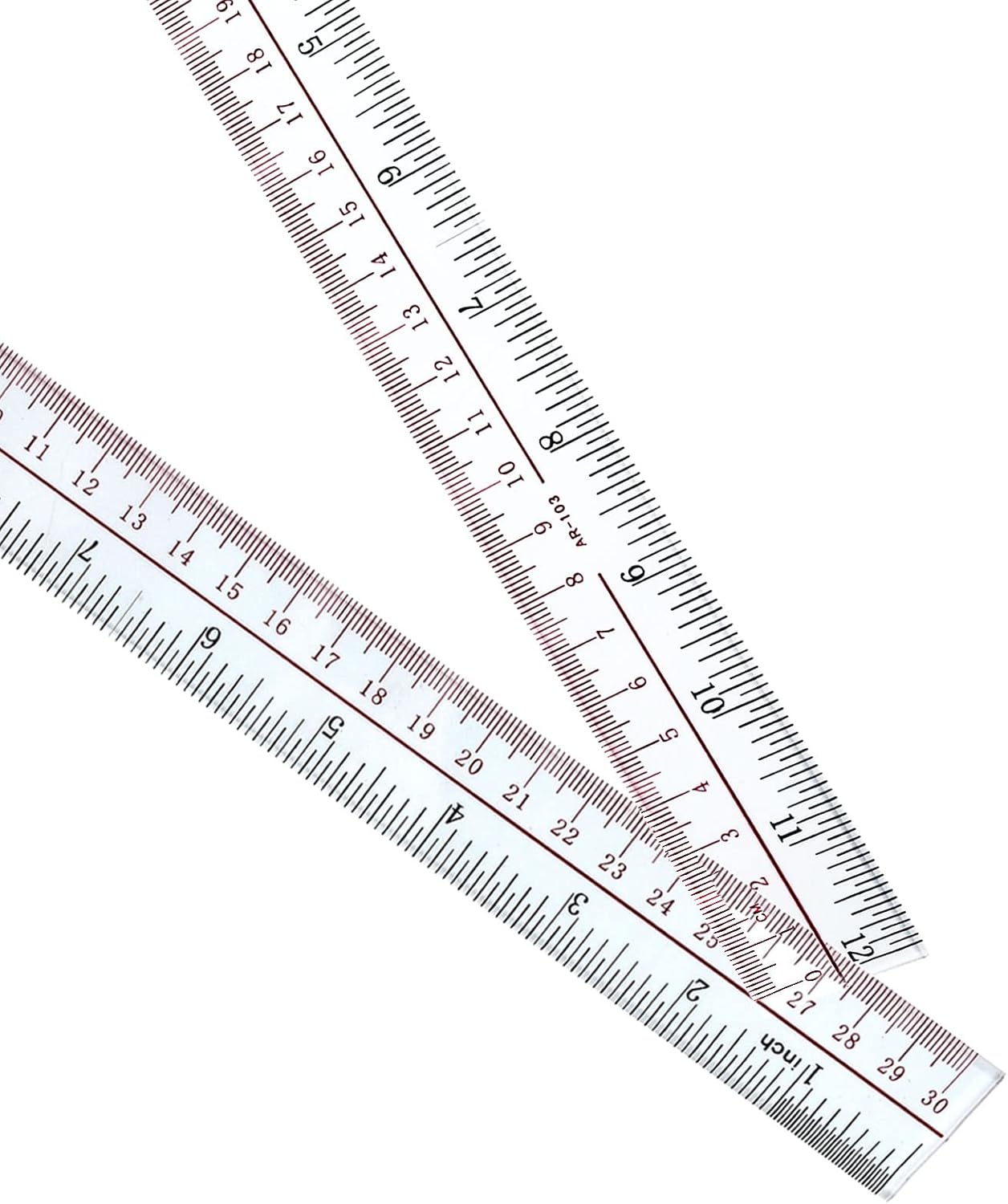 2 Pack 12 Inch Rulers Clear Plastic Ruler Straight