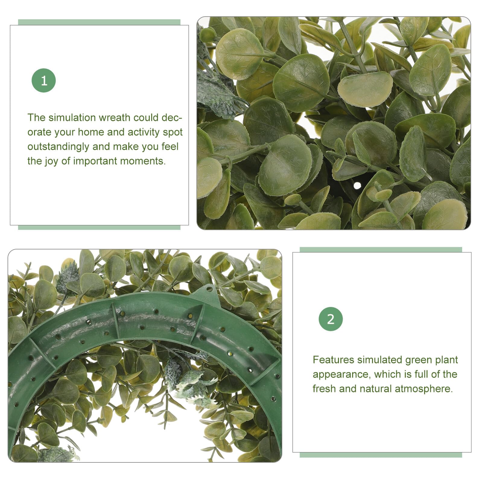 Corona di Eucalipto Artificiale Verde Ghirlanda Finta per Porta e Parete Decorazione Simulata Elegante per Matrimoni Casa e Negozi Aspetto Naturale e Duraturo