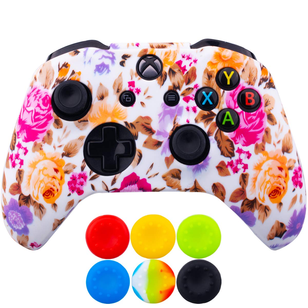 9CDeer 1 Piece of SiliconeTransfer Print Protective Cover Skin + 6 Thumb Grips for Xbox One/S/X Controller rainbow — view 7