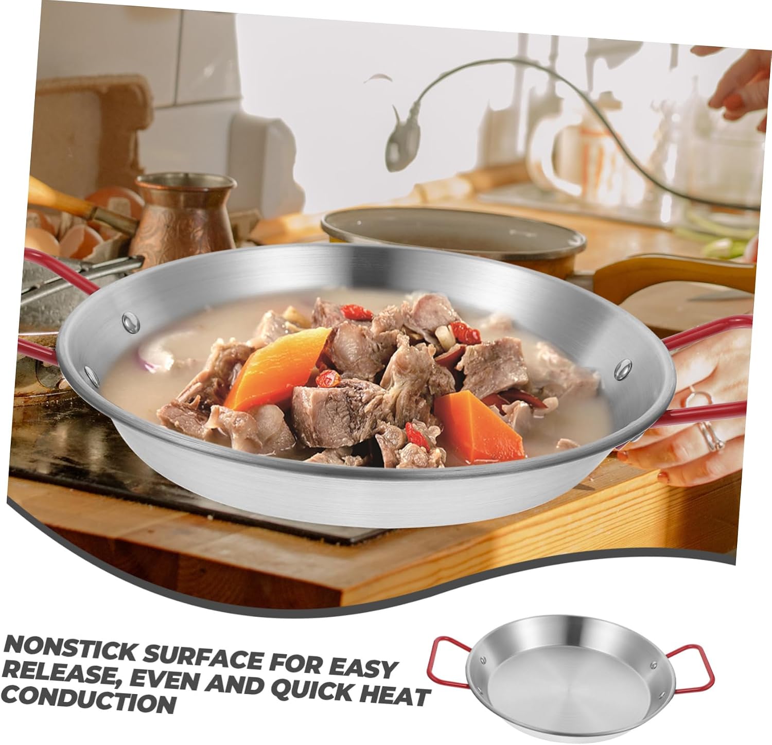 Stainless Steel Frying Pan Nonstick Skillet for Fried Chicken and Spaghetti Kitchen Gadget for Home Cooking and Restaurants