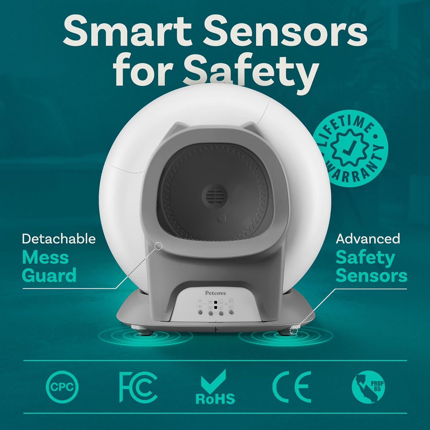 Petcove – Automatic Self Cleaning Litter Box – PurrTek Smart Automatic Litter Box for Multi-Cat Homes with Smart App Control (5GHz Wi-Fi), Triple Odor Control Quiet Operation & Advanced Safety Sensors