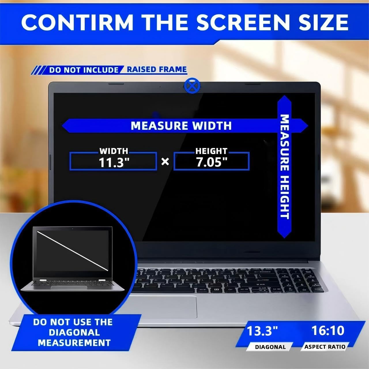 13.3-inch magnetic privacy screen, suitable for laptops with a 16:10 detachable anti-glare filter, reduces blue light/compatible with HP, Dell, Acer, Asus, Samsung, Lenovo and other laptops. image 3