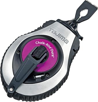 TAJIMA Chalk Line - Chalk-Rite Dura Chalk Box with 50ft Extreme Bold 1.8 mm Snap Line and Integrated Handle Release - CR403S   