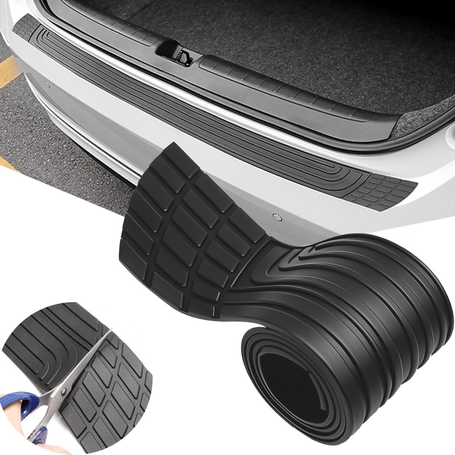 LVJINXIFAFA Car Rear Bumper Protector MG MGS5 EV 2025, Rubber Boot Guard Scuff Plate Trim Scratch Guard Cover Strip Car Accessory,Black A