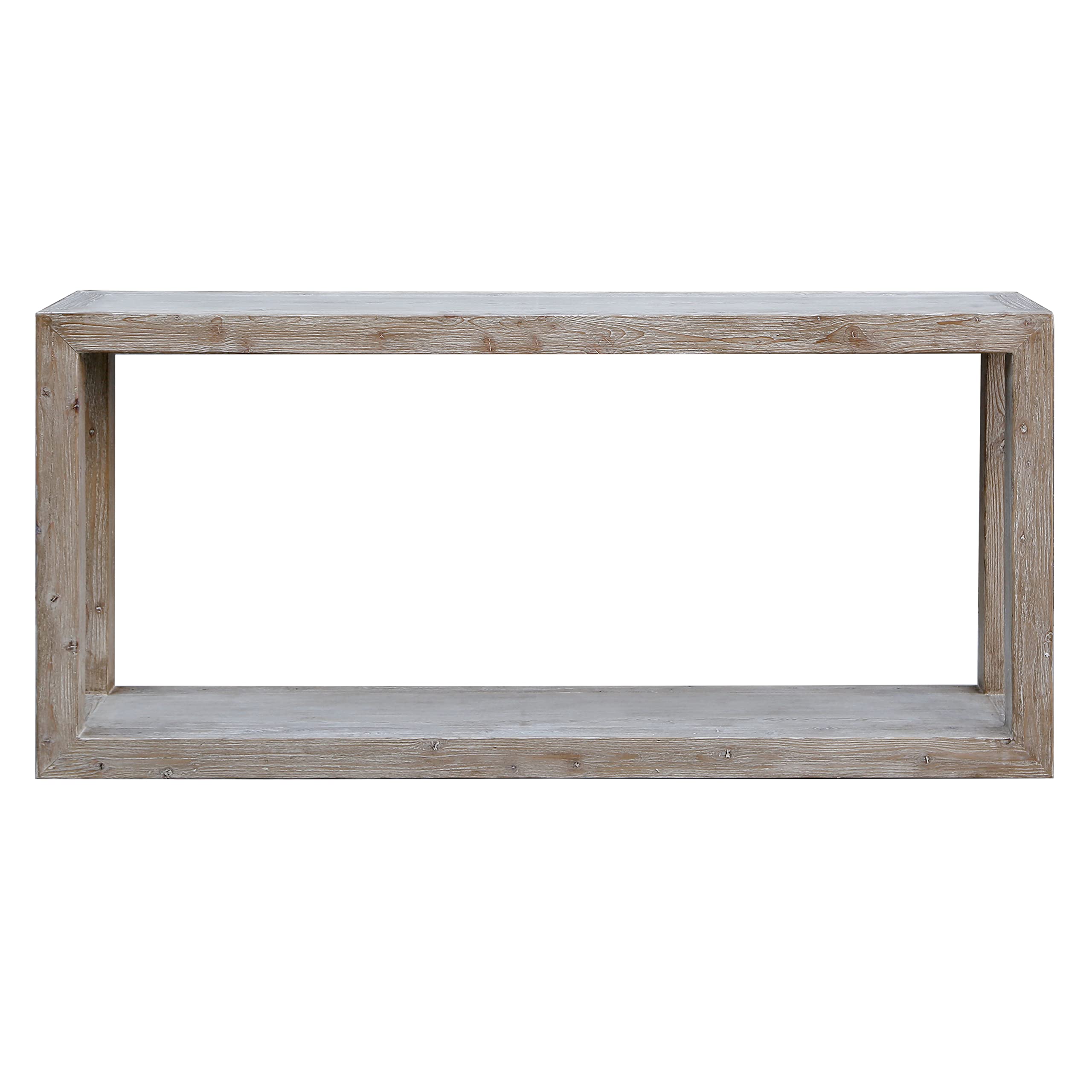 Artissance Versatile Large Peking Grand Framed, Weathered White Wash Finish, 67 Inch Long Console Table
