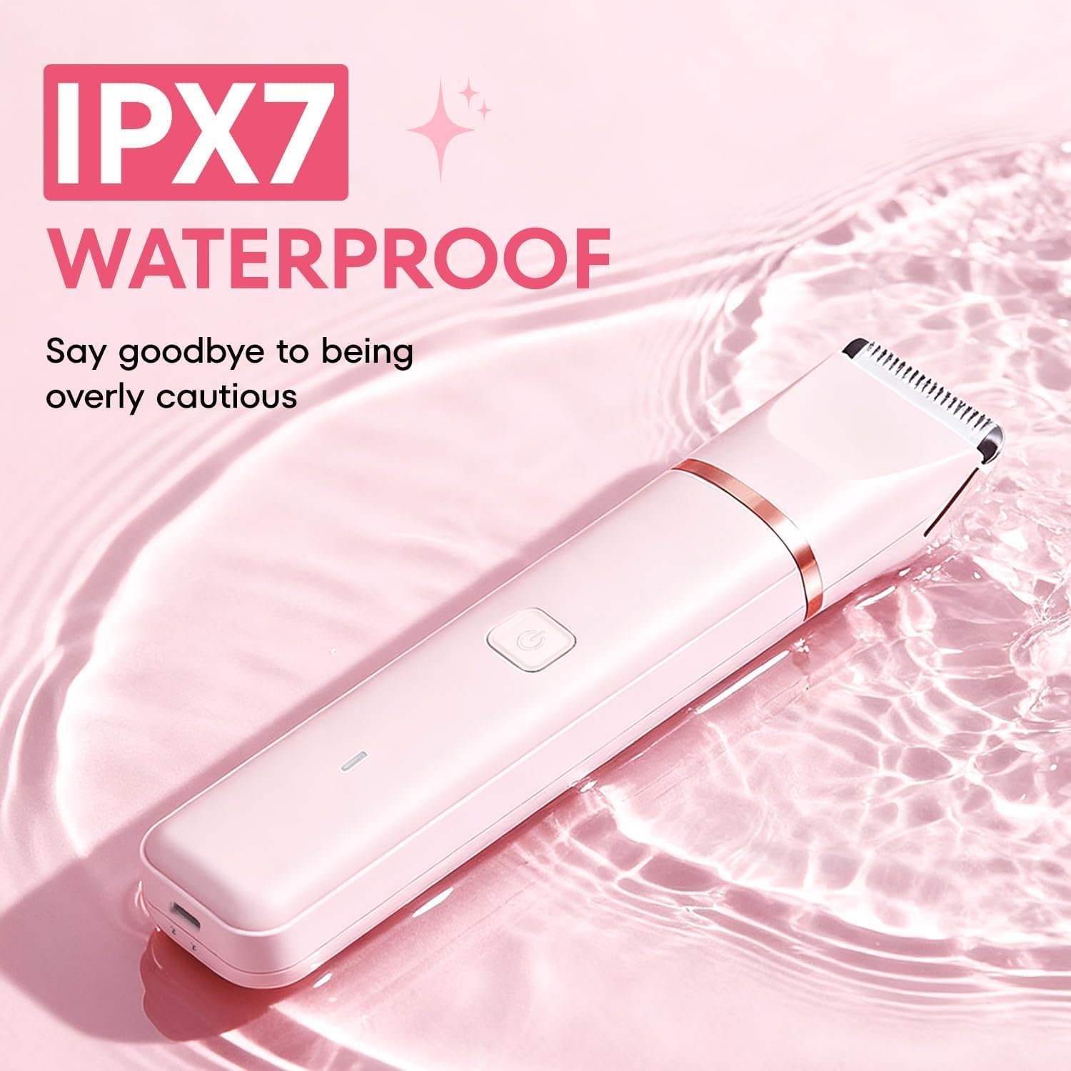 VG VOGCREST Bikini Trimmer for Women: Rechargeable 2-in-1 Painless Body Shaver for Leg Arm Underarm with Length Combs - Portable Travel Friendly Pubic Grooming Kit with Charging Dock (Light Pink) - Image 3