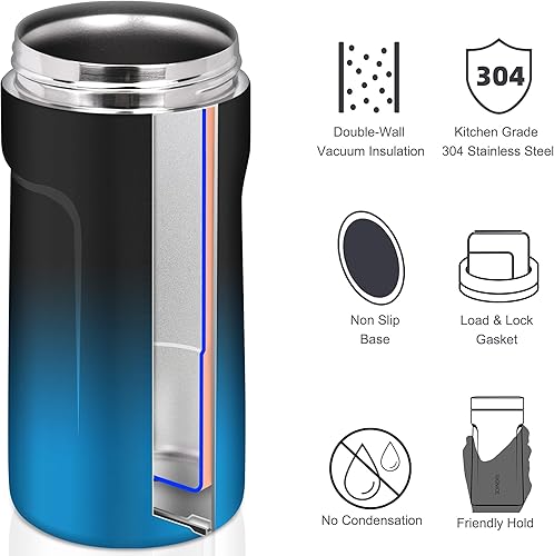 Miniatura 70 de Enfriador de latas universal aislado 3 en 1 – Aislador al vacío de doble pared de acero inoxidable delgado para botellas de cerveza de lata regular