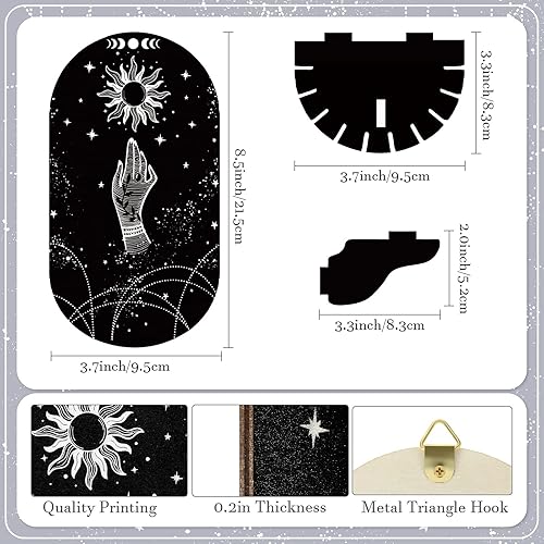 Miniatura 2 de Estante pequeño de cristal negro, estante de exhibición de cristal negro, diseño de mariposa, mano, sol, tabla de péndulo, kit de madera para colgar