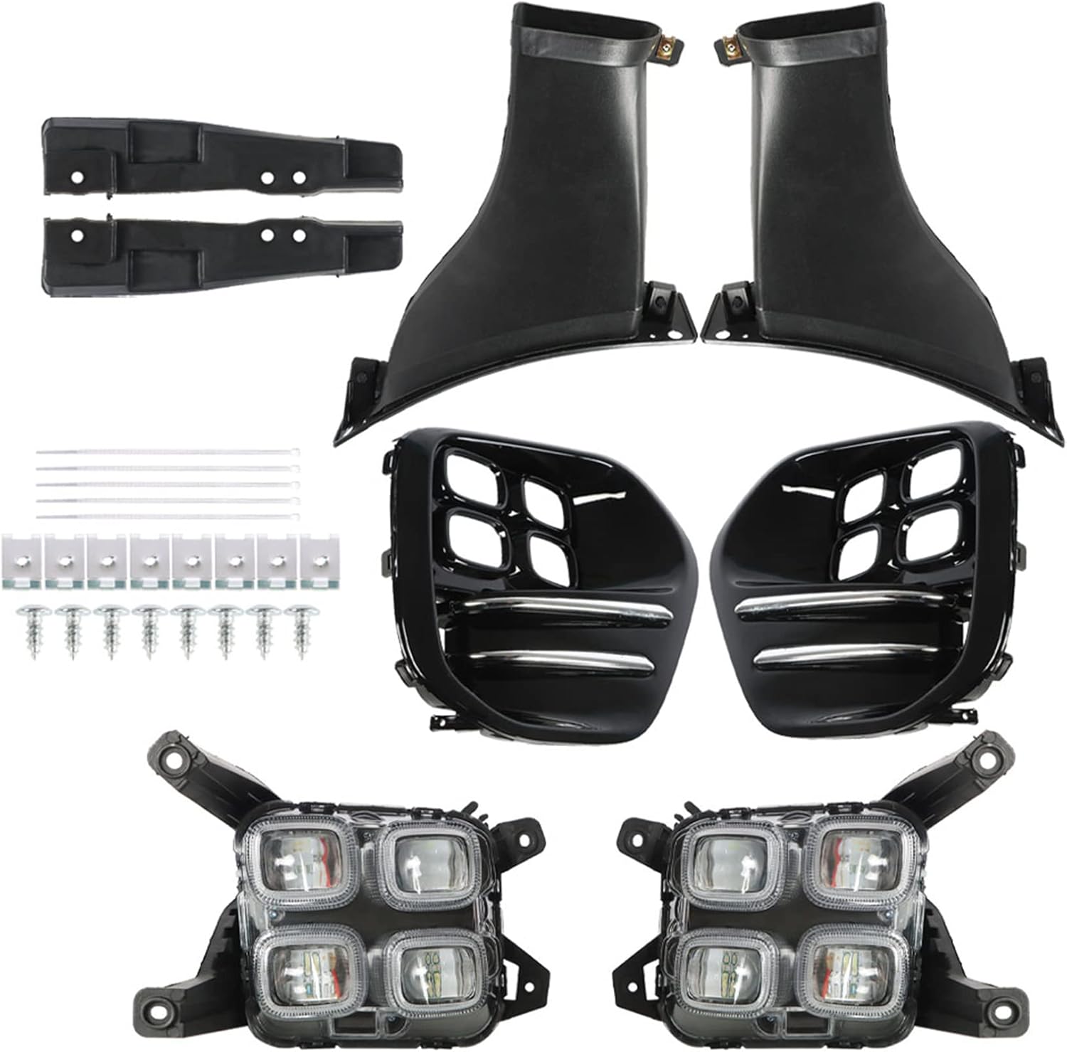 labwork DRL Fog Lights Replacement for 2017-2018 Kia Passenger and Driver Side Front Driving Fog Lamps Bezels Kit