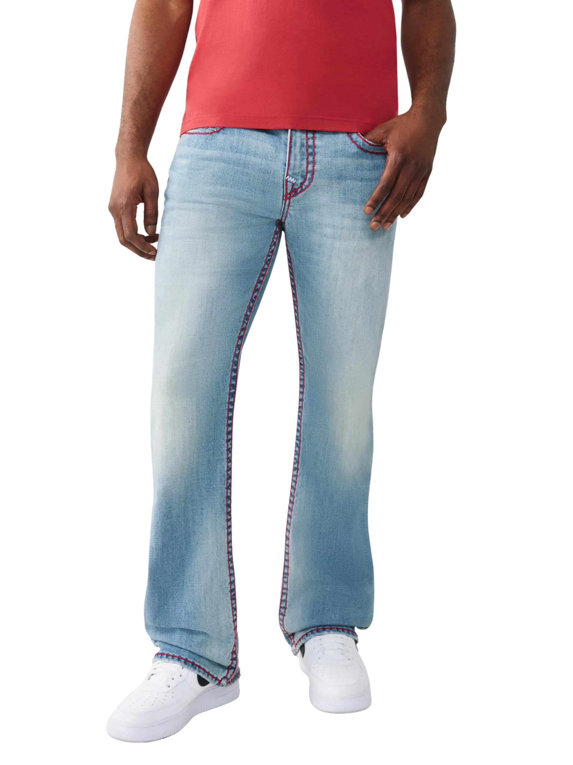 True Religion Mens Billy Super T Bootcut Jean 34 Relaxed Fit Super T Stitching Horseshoe Detail