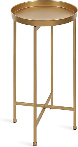 Miniatura 47 de Kate and Laurel Celia - Mesa redonda plegable de metal, negro con base dorada Dorado/Negro,Dorado/blanco,Negro -,Negro/Oro,Negro /Gris,Negro,