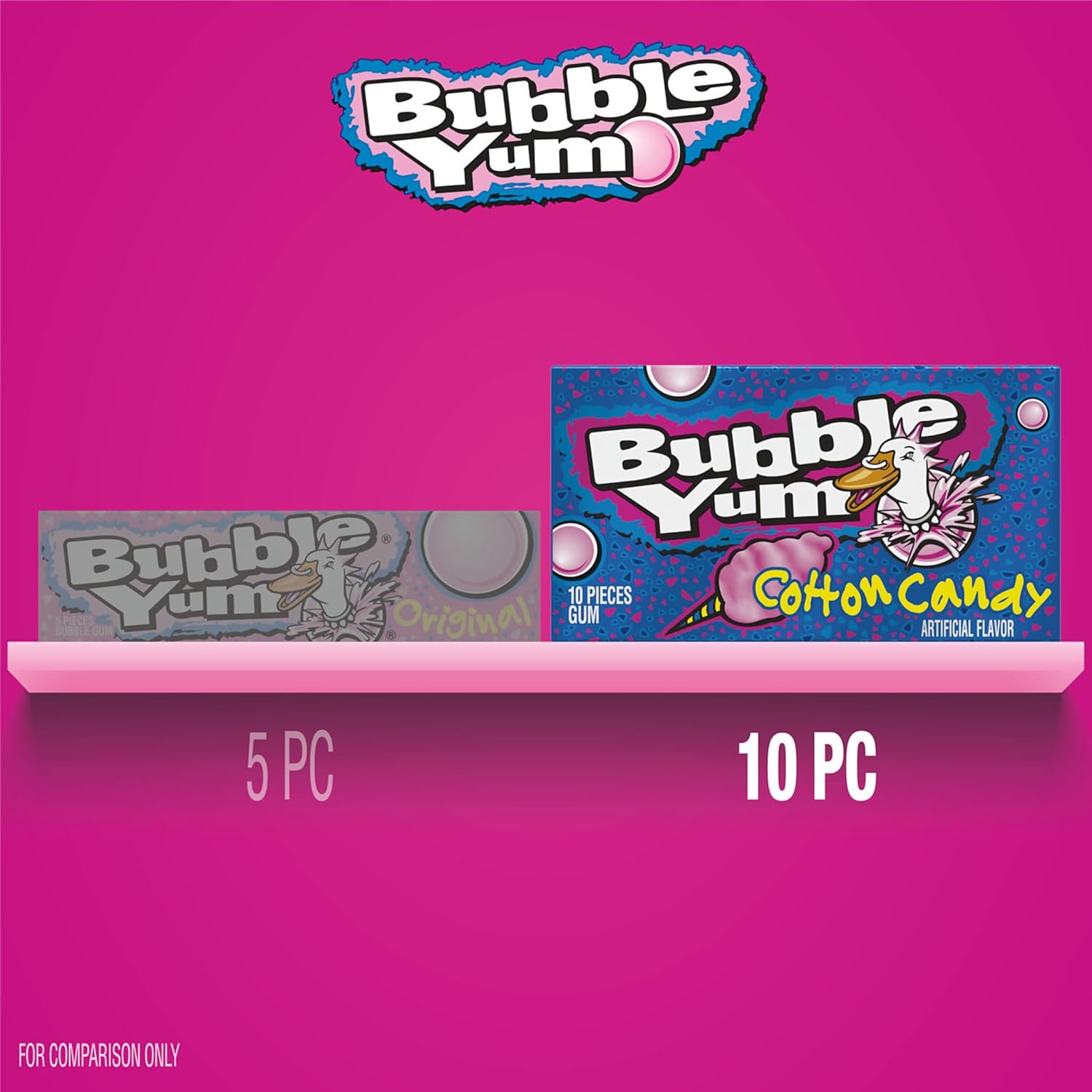 BUBBLE YUM Cotton Candy Flavored Chewy, Bubble Gum Packs, 2.82 oz (12 Count)
