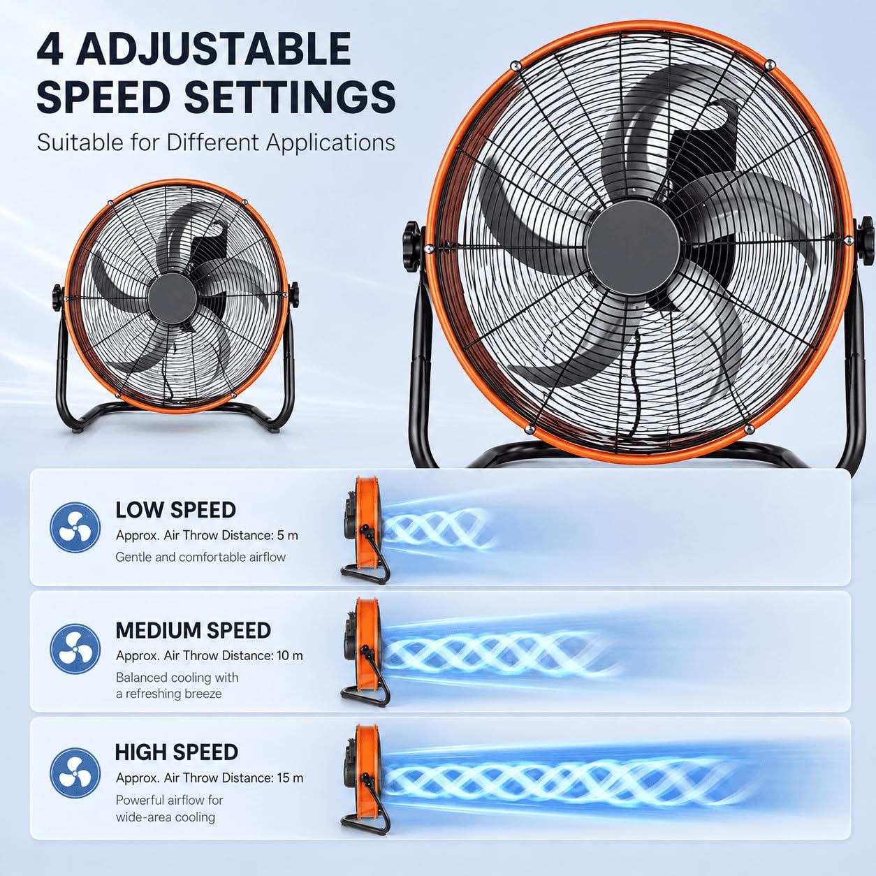Ventilador de Suelo de Alta Potente Velocidad, Circulador de Aire
