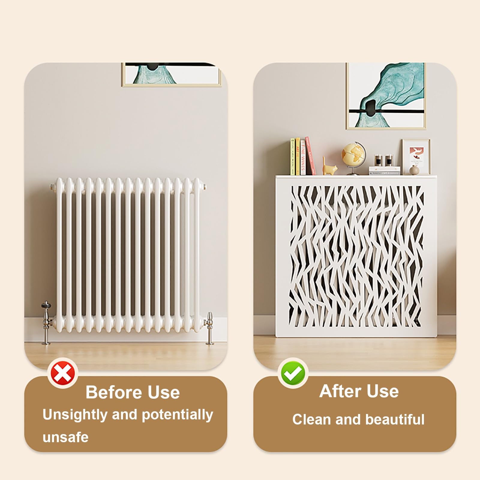 White Radiator Covers with Top Storage Shelf, Modern Four-Sided Heater Steam Radiator Covers Cabinet for Home, Bedroom, Living Room(100x90x25cm/39x35x10in)