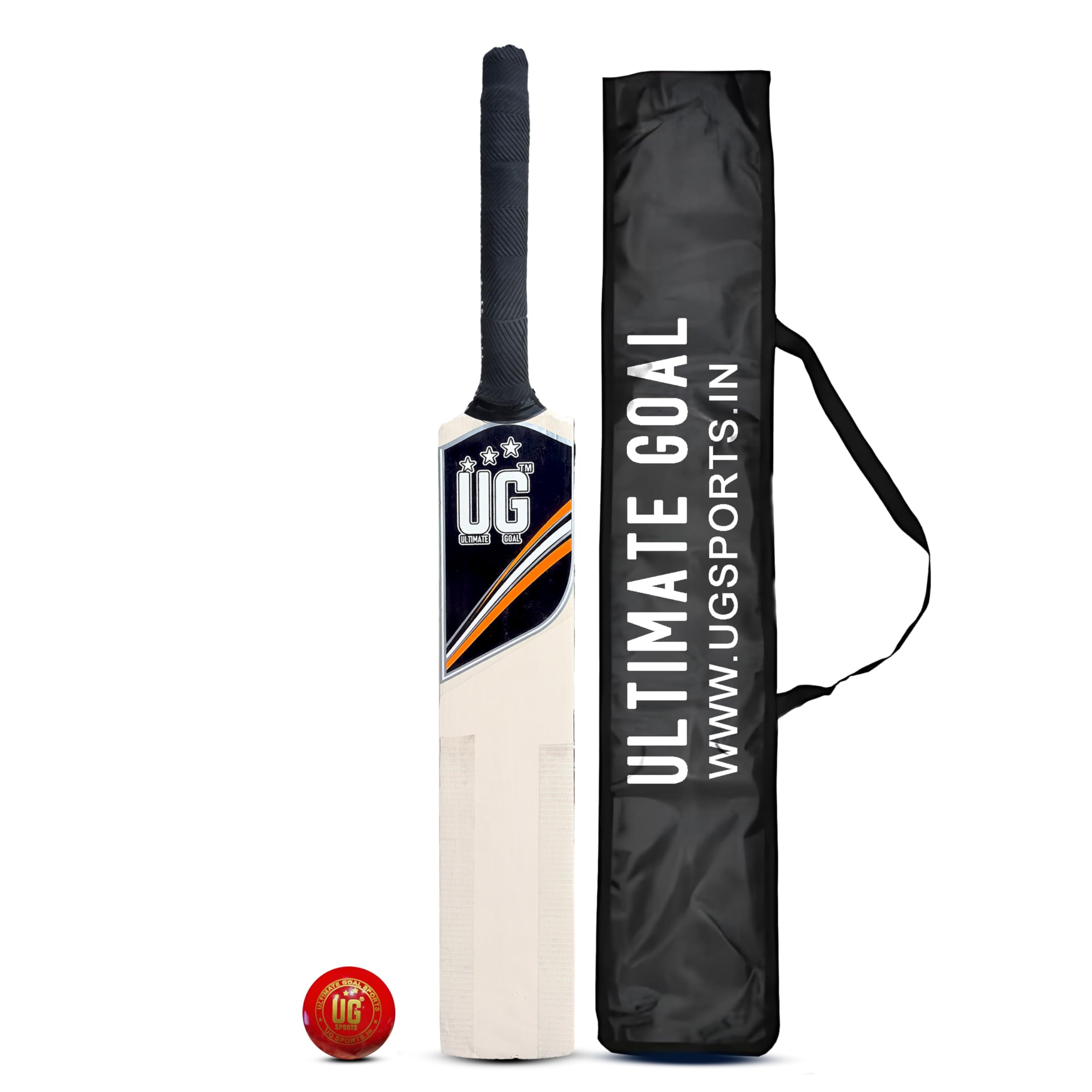 UG Sports Lightweight Wooden Cricket Tennis Bat | Natural Poplar Willow | Compatible with Wind Ball & Cover | Premium Grip | Cricket Bat for Men (Orange, Size - 6)-picture-32