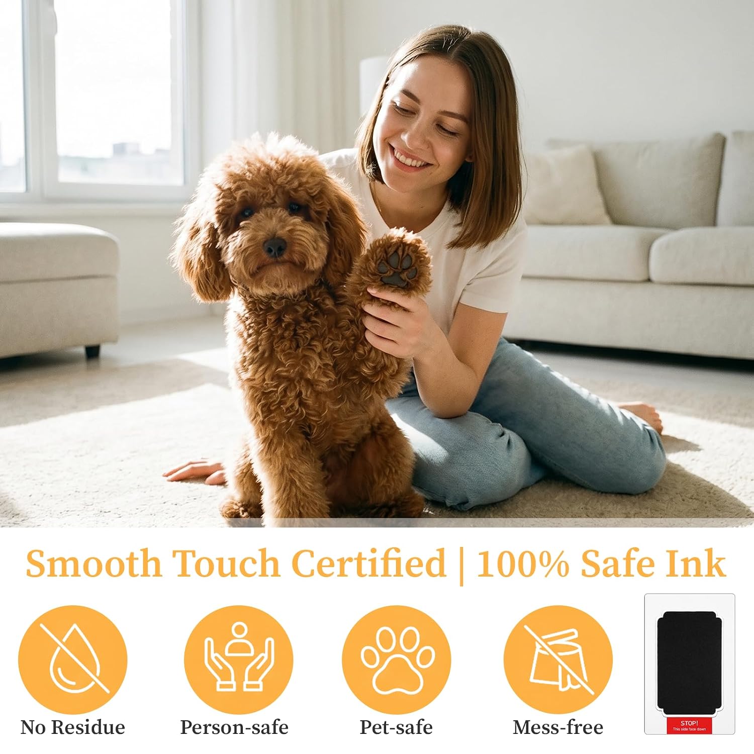 15 Pack Inkless Hand and Footprint Kit, Mess Free Clean Touch Ink Pad for Pet Nose & Paw, Paw Print Kit for Dogs & Cats, Keepsake Gift for Dog Mom, New Mom (Black)