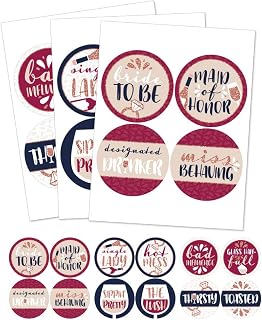 Big Dot of Happiness Vino Before Vows - Winery Bridal Shower or Bachelorette Party Funny Name Tags - Badges Sticker Set of 12