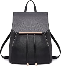 Miss Lulu Backpack Womens Fashion Backpacks Black Backpack Ladies PU Leather Waterproof Daypack Medium School Work Travel