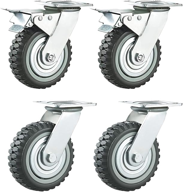 Nisorpa 4 Pcs 150mm Industrial Castor Wheels, Heavy Duty 360°Swivel Transport Trolley Furniture Caster Load Capacity 1000 KG