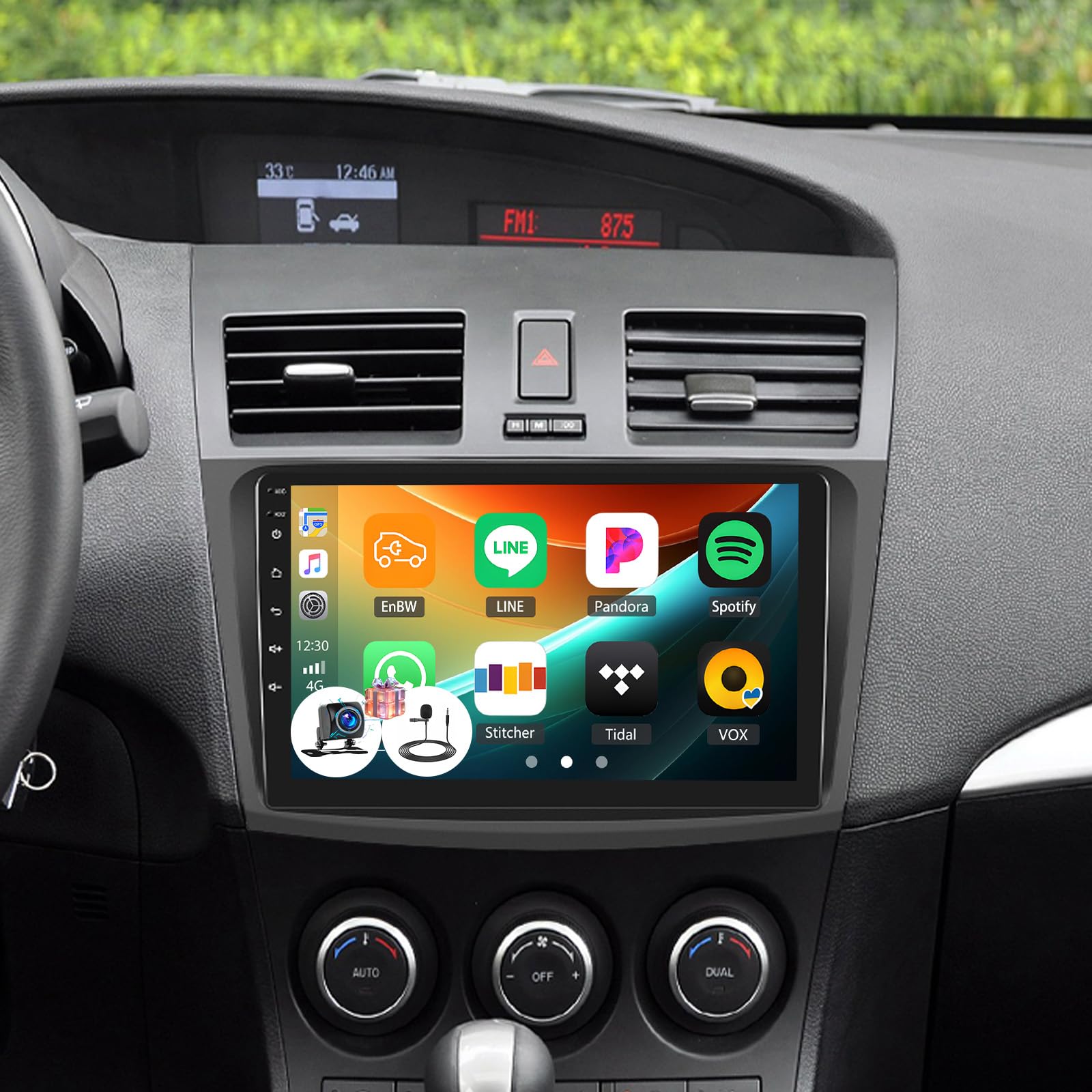 Car Radio Stereo for Mazda 3 2009 2010 2011 2012 2013,Android 13 Wireless Carplay Android Auto,9 Inch Touchscreen Car Radio GPS WiFi Bluetooth FM/RDS SWC Dual USB/AUX-in Backup Camera