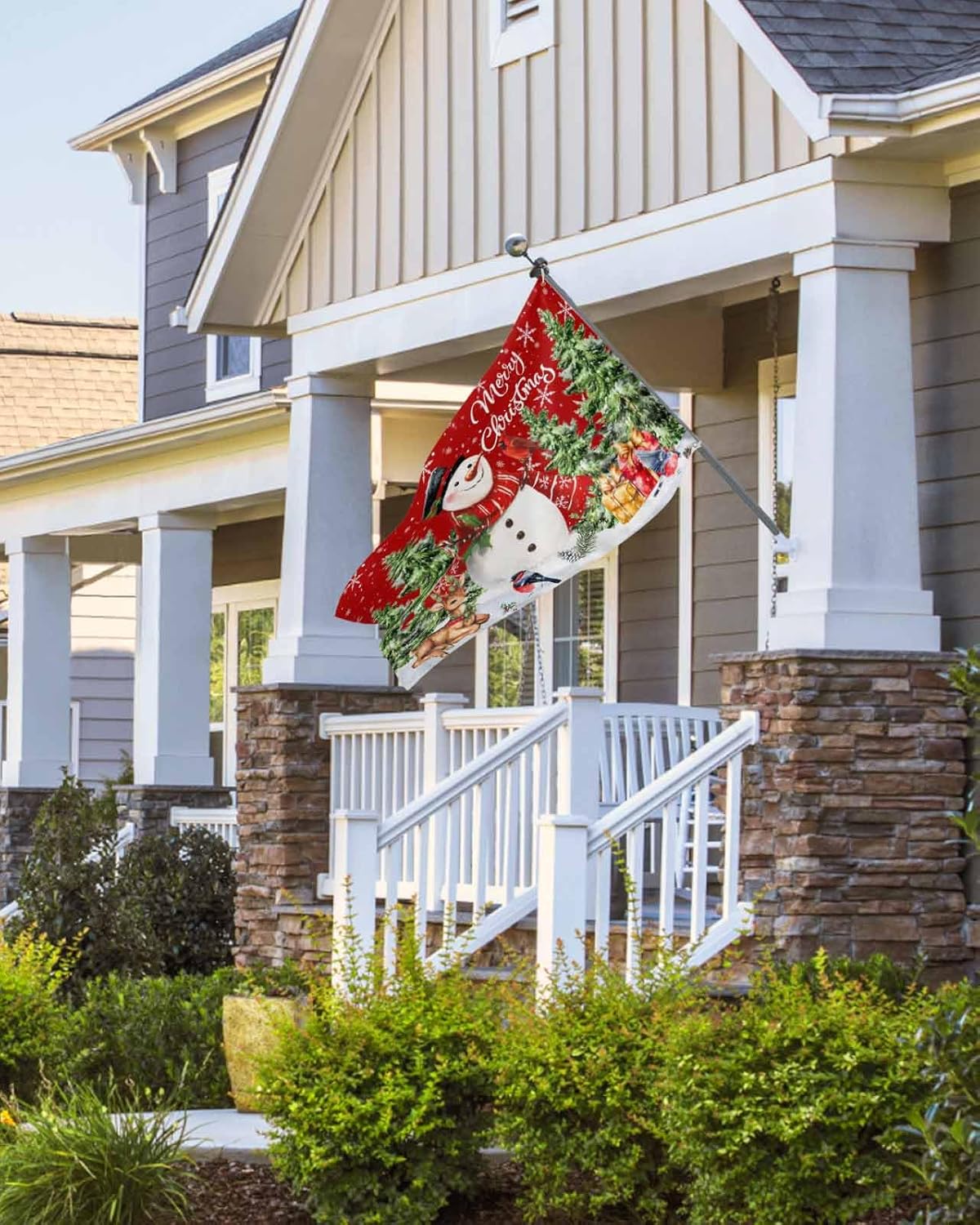 Merry Christmas Birds Flag 3x5 FT Double Sided Yard House Flag Polyester Garden Flag Seasonal Xmas Tree Snowman Elk Snowflake Red Banner Flag with Brass Grommets for Outdoor Indoor Home Decor