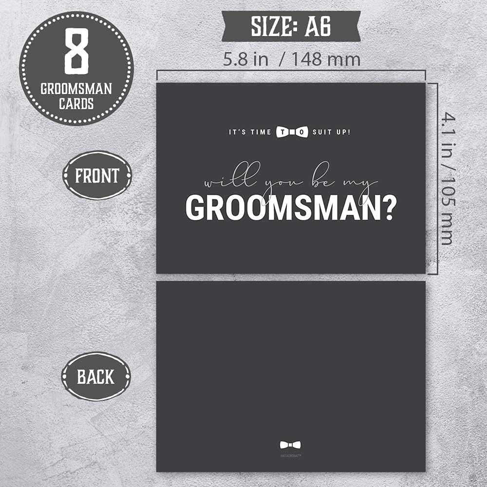 Hat Acrobat Groomsman Proposal Cards 8 Will You Be My Groomsman and 2 Best Man Cards with Envelopes | Set of 10 Groomsmen Cards - Image 4