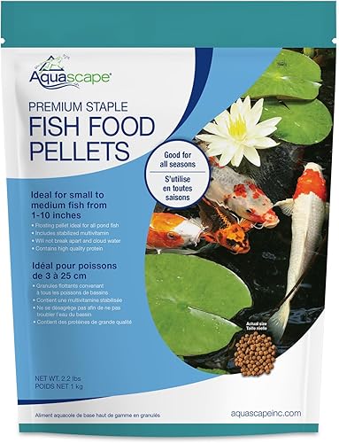 Aquascape Pellets de alimentos básicos para peces de estanque pequeños a medianos, pellets medianos, 2.2 libras 98868