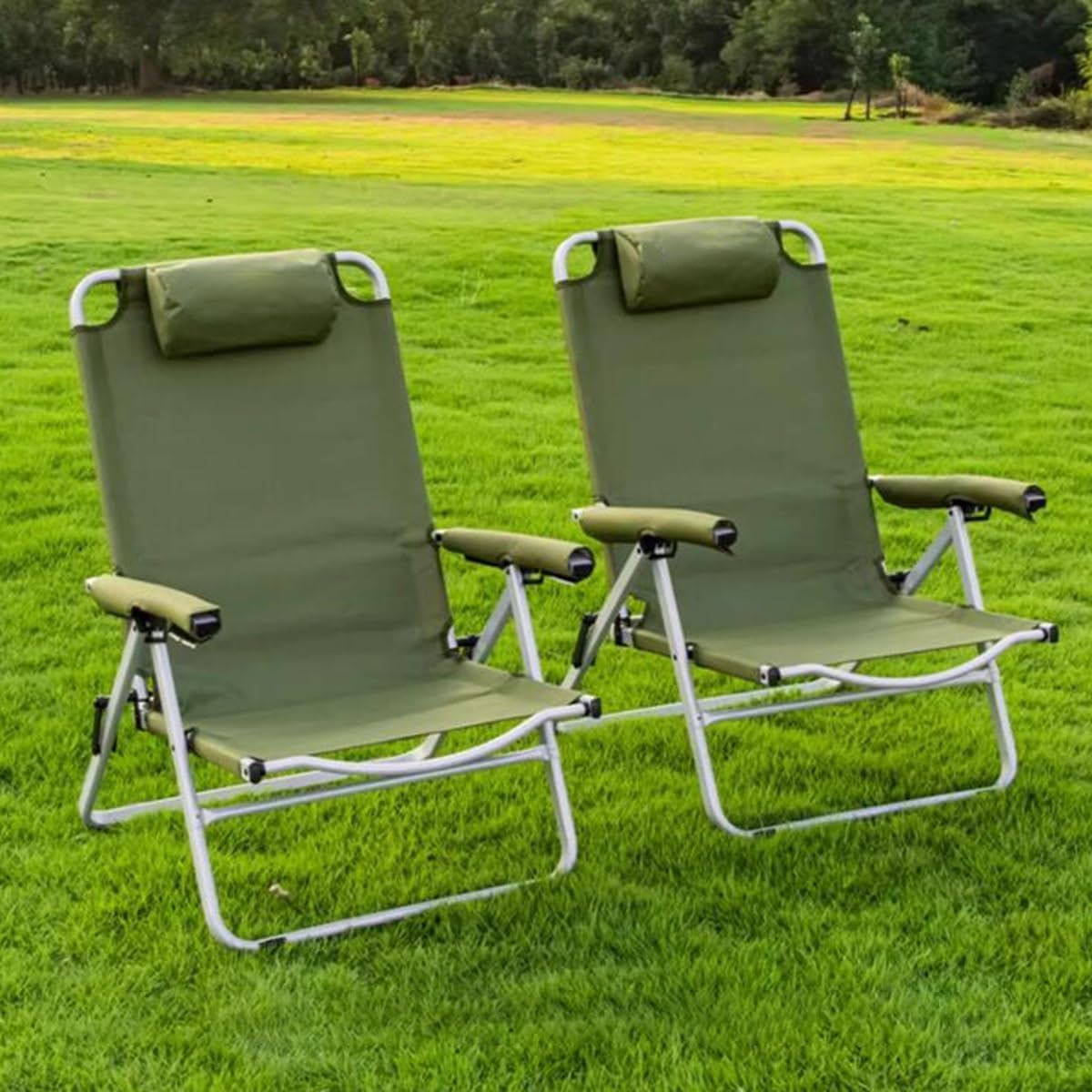 Patio Folding Chairs, Lightweight Folding Chair, Portable Patio Chair with Steel Frame and Weather-Resistant Fabric, Foldable Outdoor Sling Chairs Camping Beach Chair (Color : /Brown)
