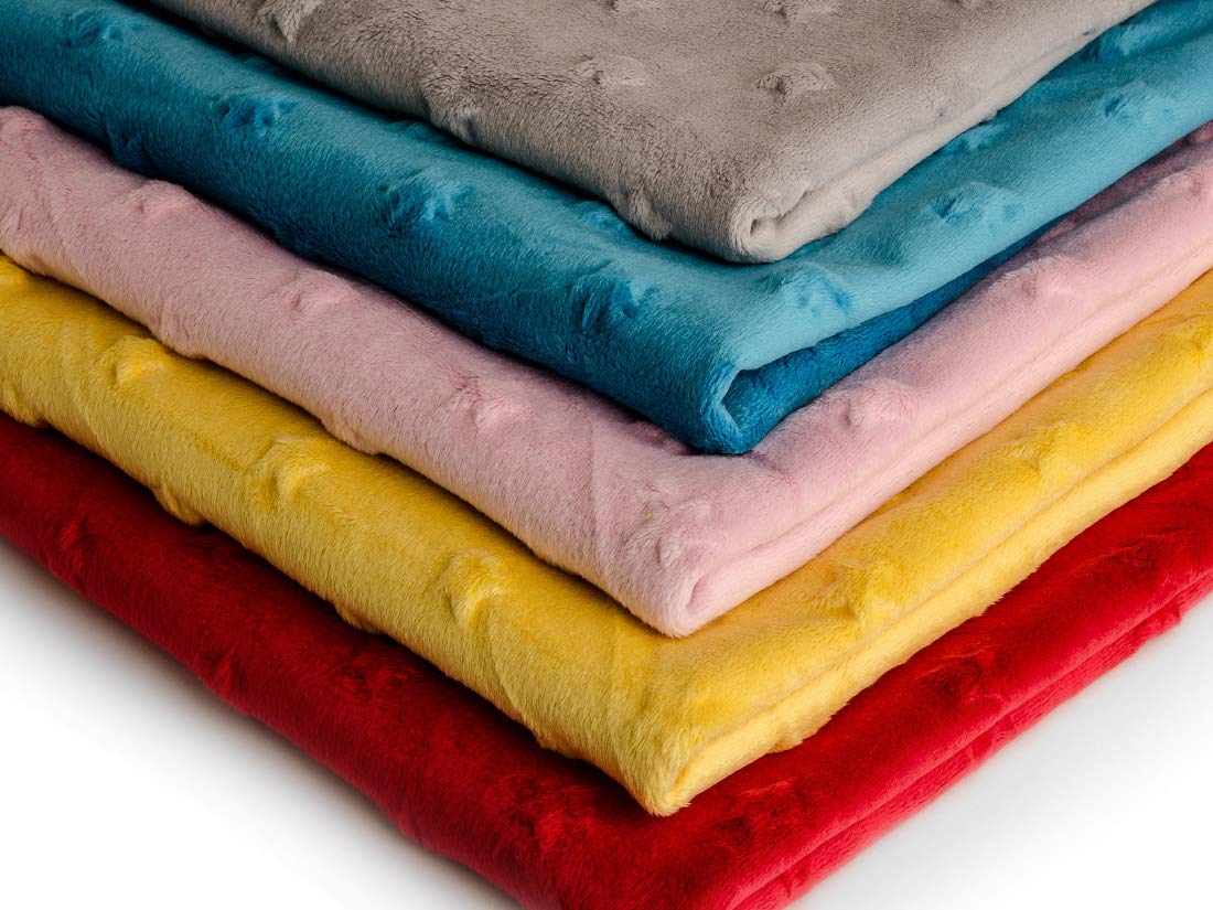 Minkee Flauschiger Plüschstoff Mit Sternen-Prägung – 50x155 Cm, Sahne, 305 G/m² (100% Polyester)