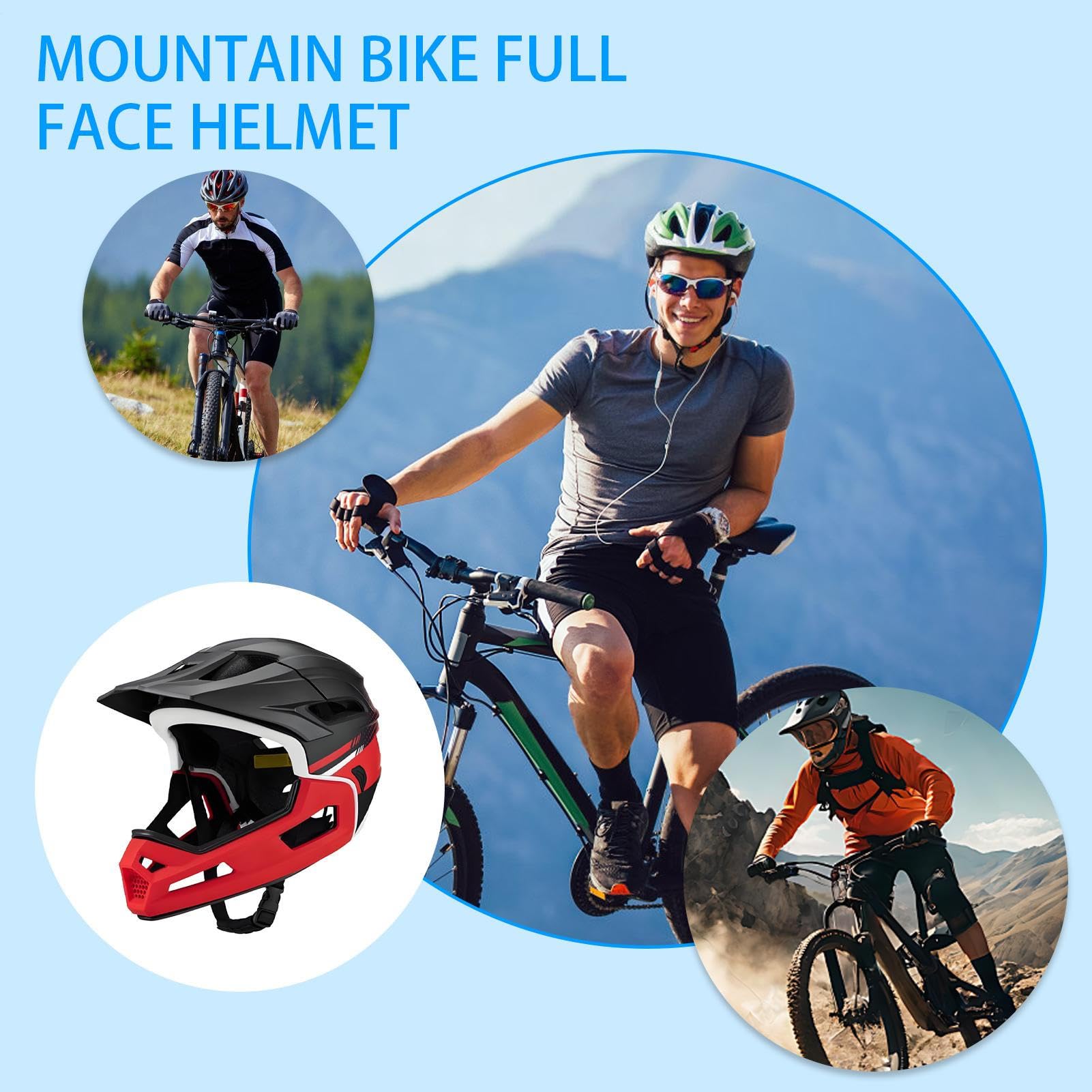 Casco Integral De Bicicleta | Forro y Visera Desmontables Casco | Equipo de Protección con Absorción de Impactos para - Ciclistas Principiantes y Expertos Mujeres y Hombres
