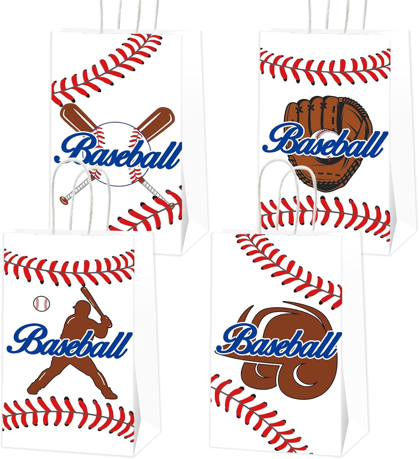 16pcs Baseball Party Gift Treat Bag Baseball Theme Party Candy Goodie Favor Bags