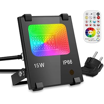 Gim Rgb 15w Led Strahler Dimmbar Fernbedienung 120 Farben 4 Modi Ip66 Wasserdicht Led Flutlicht Aluminium Aussen Scheinwerfer Garten Stimmungslichter Amazon De Beleuchtung