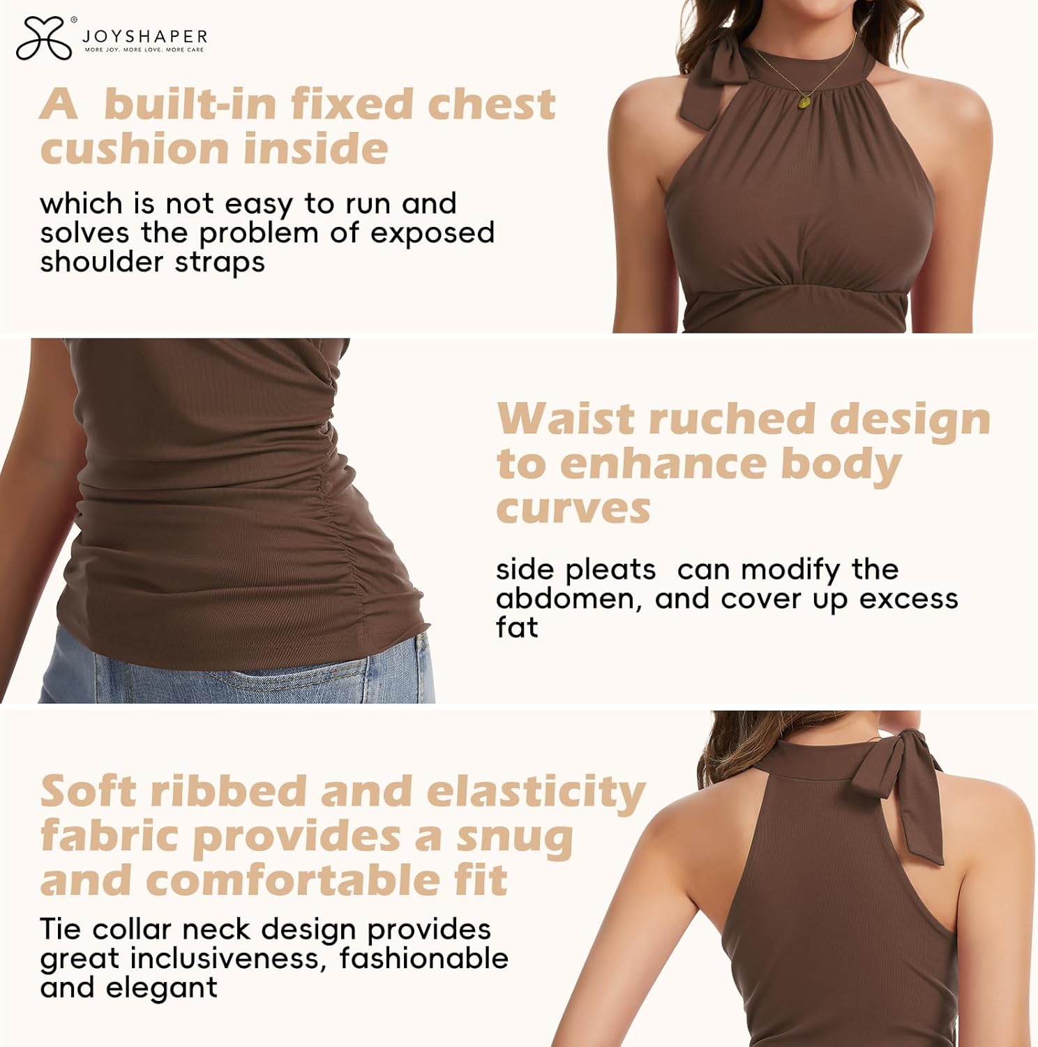 JOYSHAPER Built in Bra Tank Tops for Women Halter Tie Tops Going Out Tank Top 2026 Trendy Tops Sleeveless Shirts Tanks