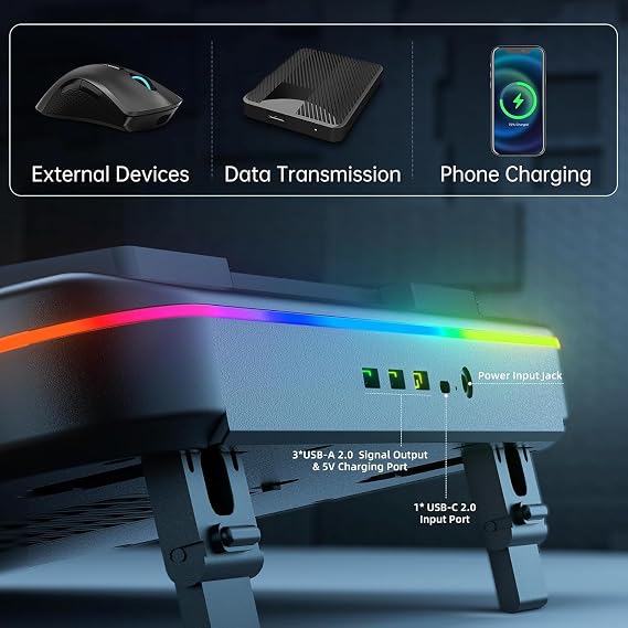 Cooling Pad for Asus ROG Zephyrus G16 G14 G15 M16 M15 Zephyrus Duo 16 15 Gaming Laptop, Cooler with Powerful Turbo Cooling Fan Can Fast Cooling CPU+GPU 40°C, 6 RGB Light Mode,Touch Control