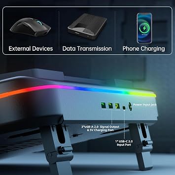 Cooling Pad for Asus ROG Zephyrus G16 G14 G15 M16 M15 Zephyrus Duo 16 15 Gaming Laptop, Cooler with Powerful Turbo Cooling Fan Can Fast Cooling CPU+GPU 40°C, 6 RGB Light Mode,Touch Control