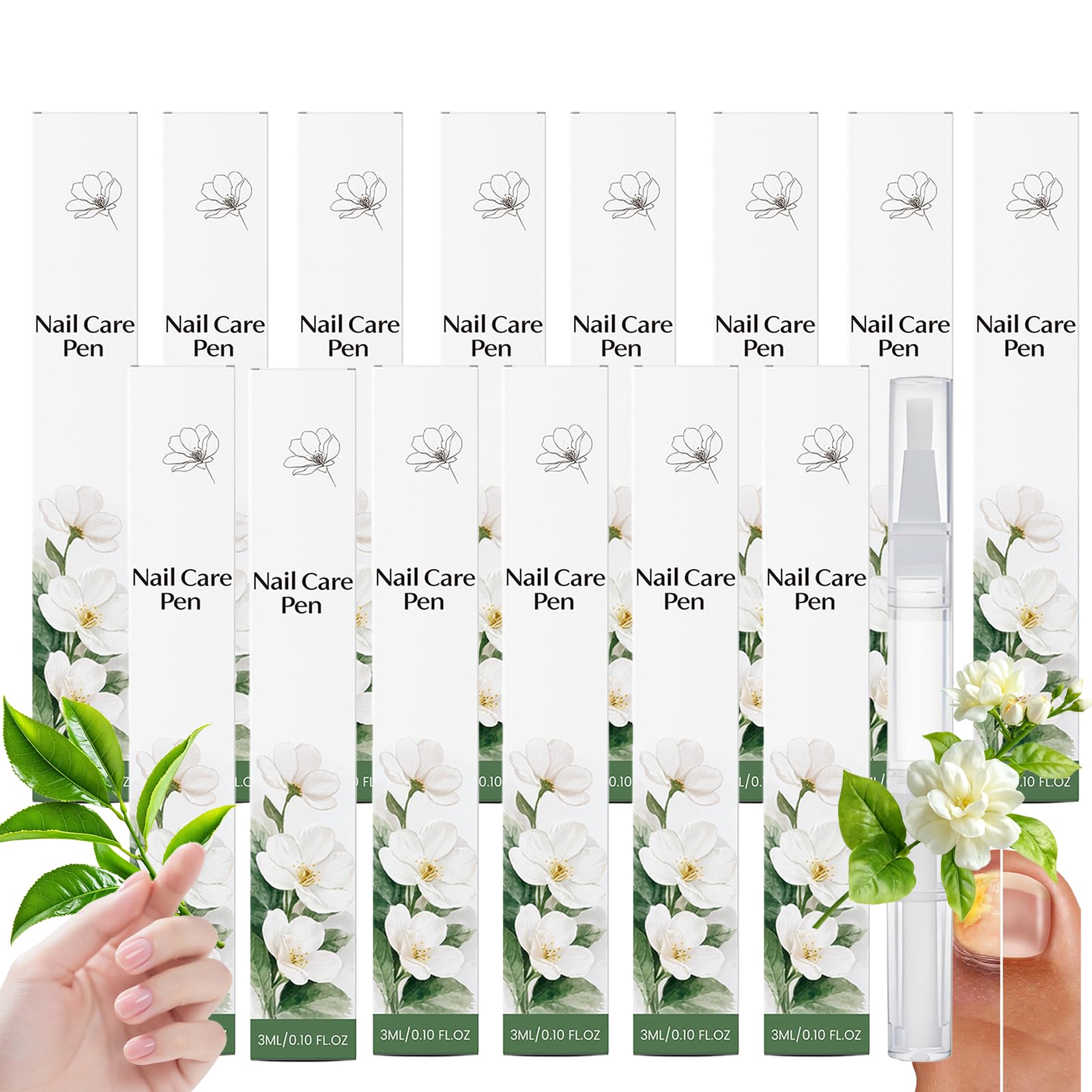 Penna per la cura delle unghie, illumina la superficie del rimuovi cuticole, olio 3 in 1 per unghie secche e danneggiate, amplificatore idratante per unghie sospese, portatile (14 pezzi)