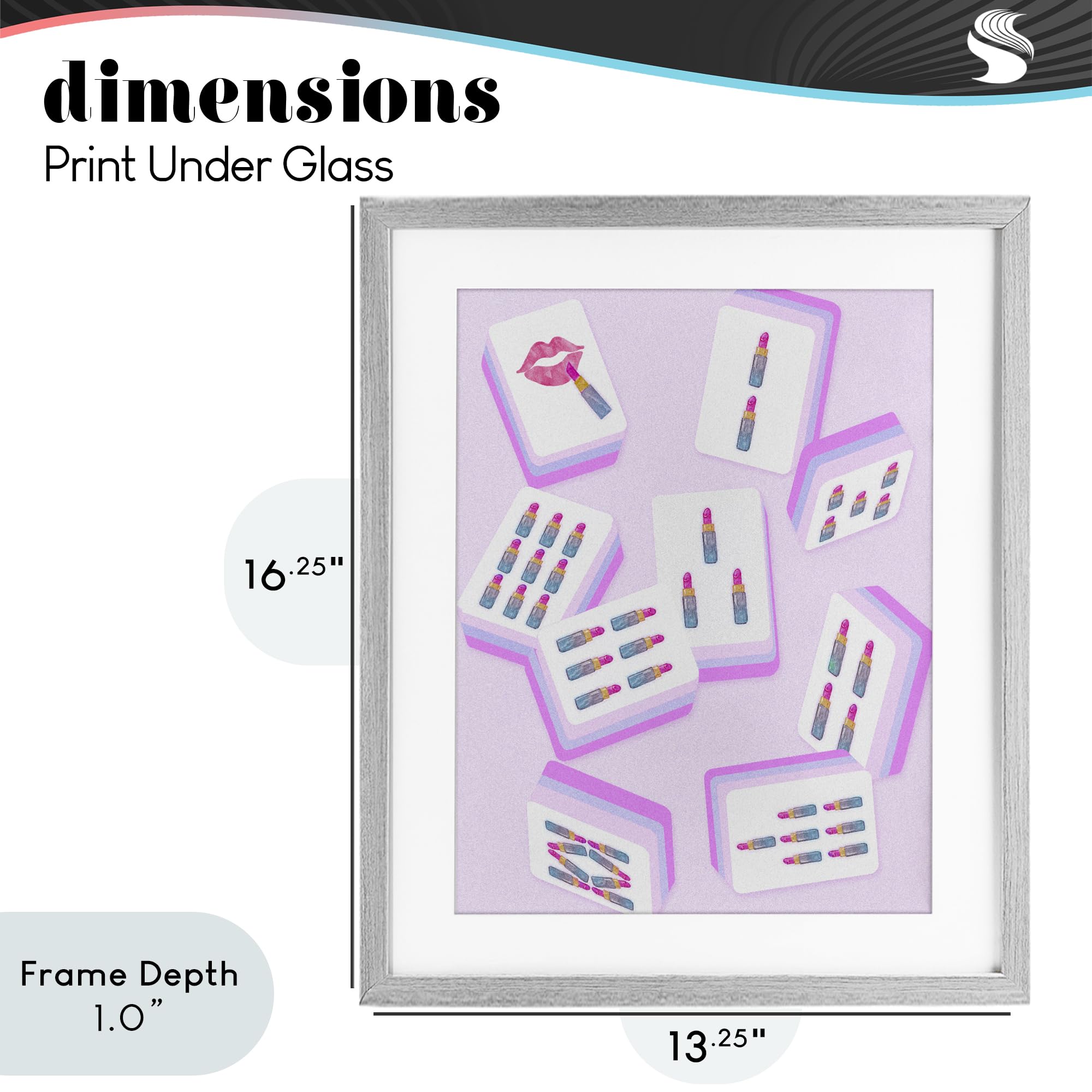 Glam Lipstick Mahjong Tiles, stampa con cornice sotto vetro, 33 x 40 cm