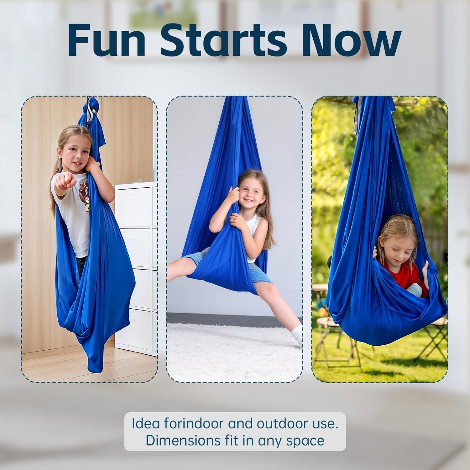 Sensory Swing for Kids, 330 lbs Capacity Indoor & Outdoor Double Layer Therapy Cuddle Hammock Chair with 360° Swivel Hardware - Calming Child Swing for Autism, ADHD, Sensory Integration, Blue