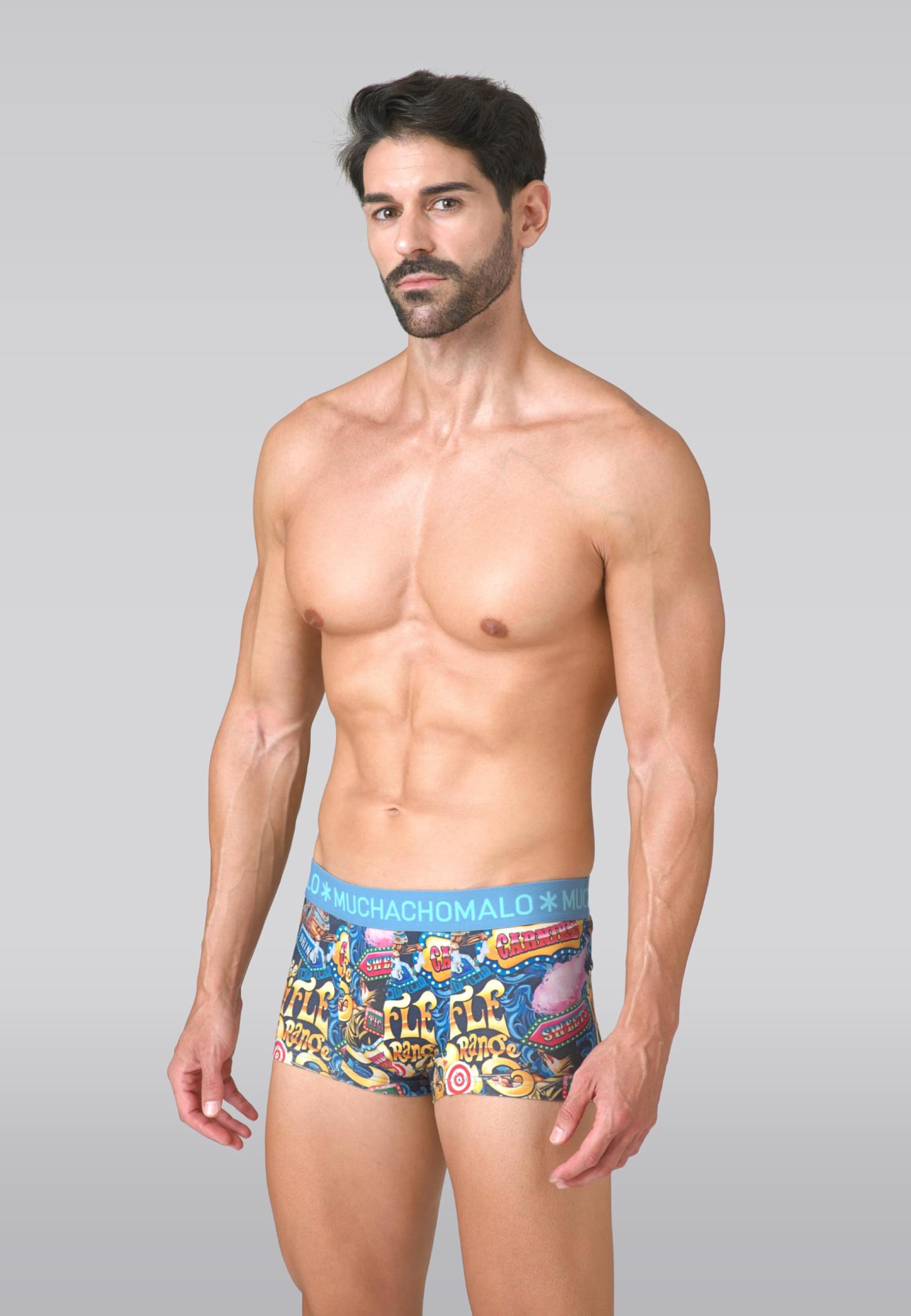 Muchachomalo Uomo Trunks 3-Pack, Fantasia, Cotone, Fascia Elastica