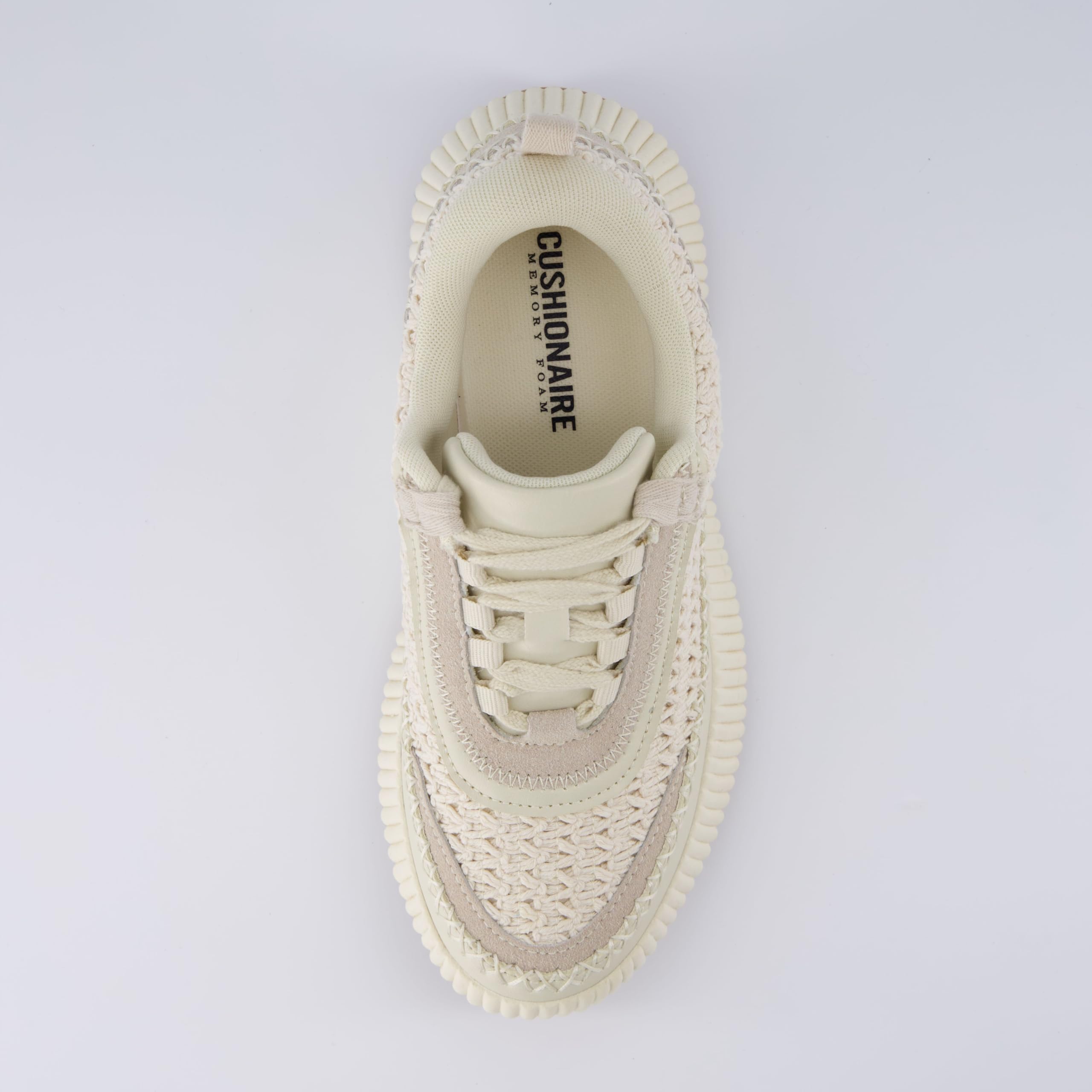 CUSHIONAIRE Zapatilla Deportiva con Plataforma Tejida con Cordones y Espuma cómoda para Mujer, Anchos Anchos Disponibles
