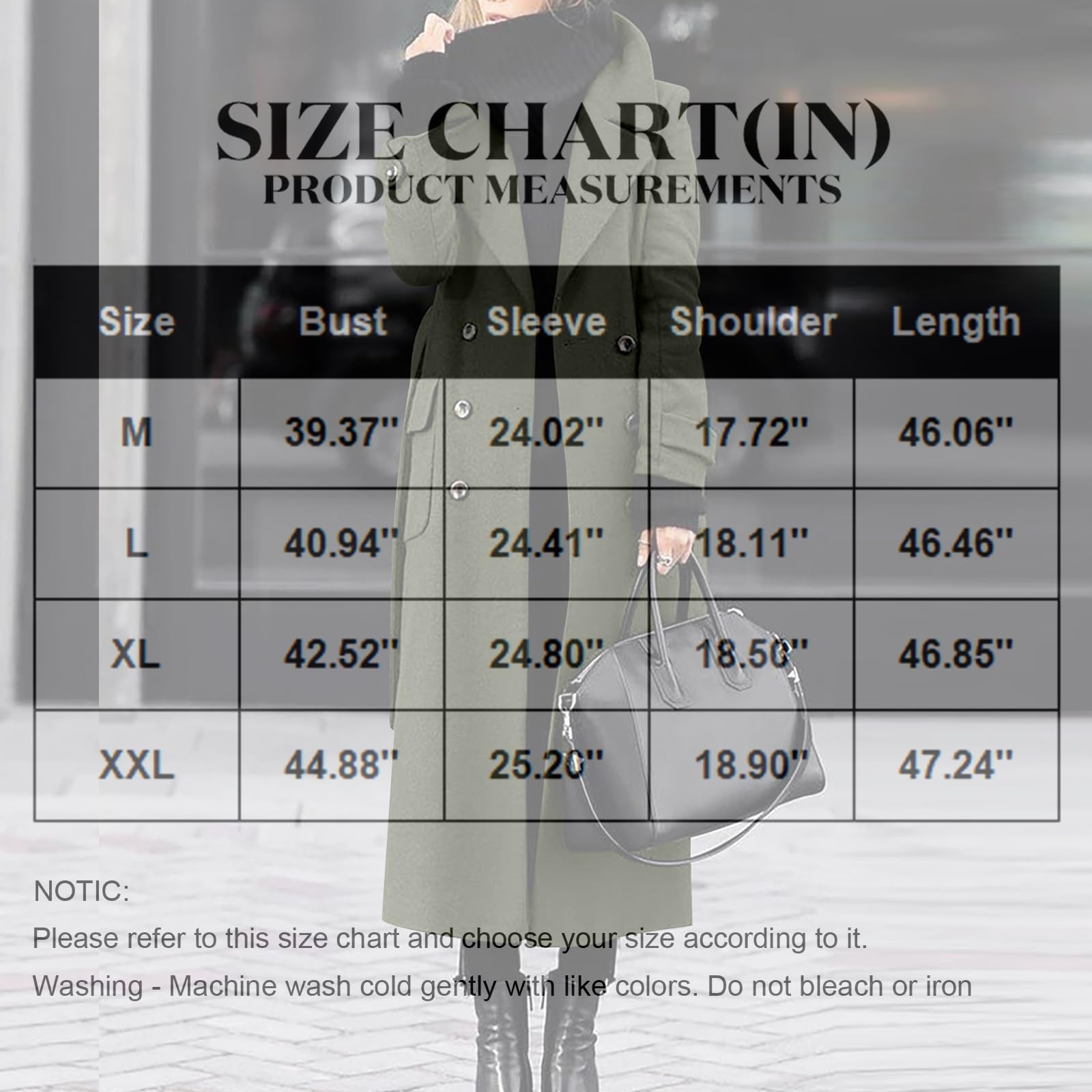 Damen Wintermantel Lang Warm Wolle Mantel Elegant Zweireihig Dicke Winterjacke Warme Lange Wollmantel Damen Winter Trenchcoat mit Gürtel Frauen Mäntel Übergang Damenmantel Winter Revers Einfarbig