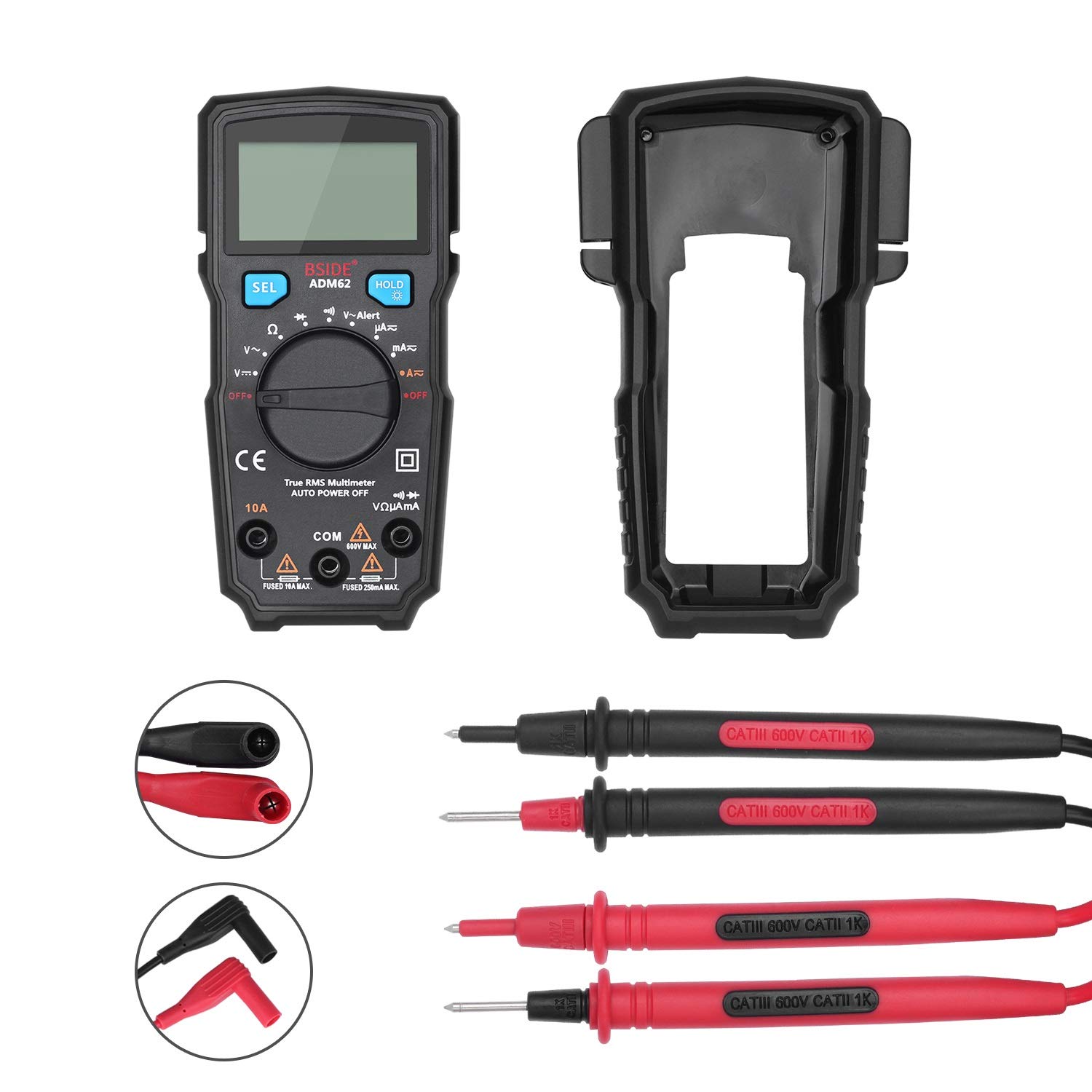 KOVOSCJ Handheld Tester ADM66 Handheld Multimeter, 6000 Counts True RMS Meter AC DC AAA Battery LCD Display Automatic Shutdown Meter Multifunctional Digital Tester