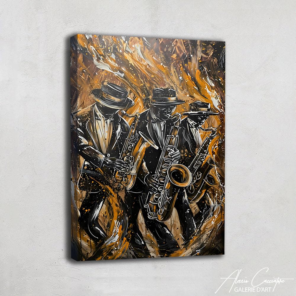 Alessio Cacciatore Decorazione da parete Jazz - Deco da parete Jazz - Stampa su tela Musica - Deco Studio musicale - Quadro astratto contemporaneo - Idea regalo sulla musica (40 x 30 cm)