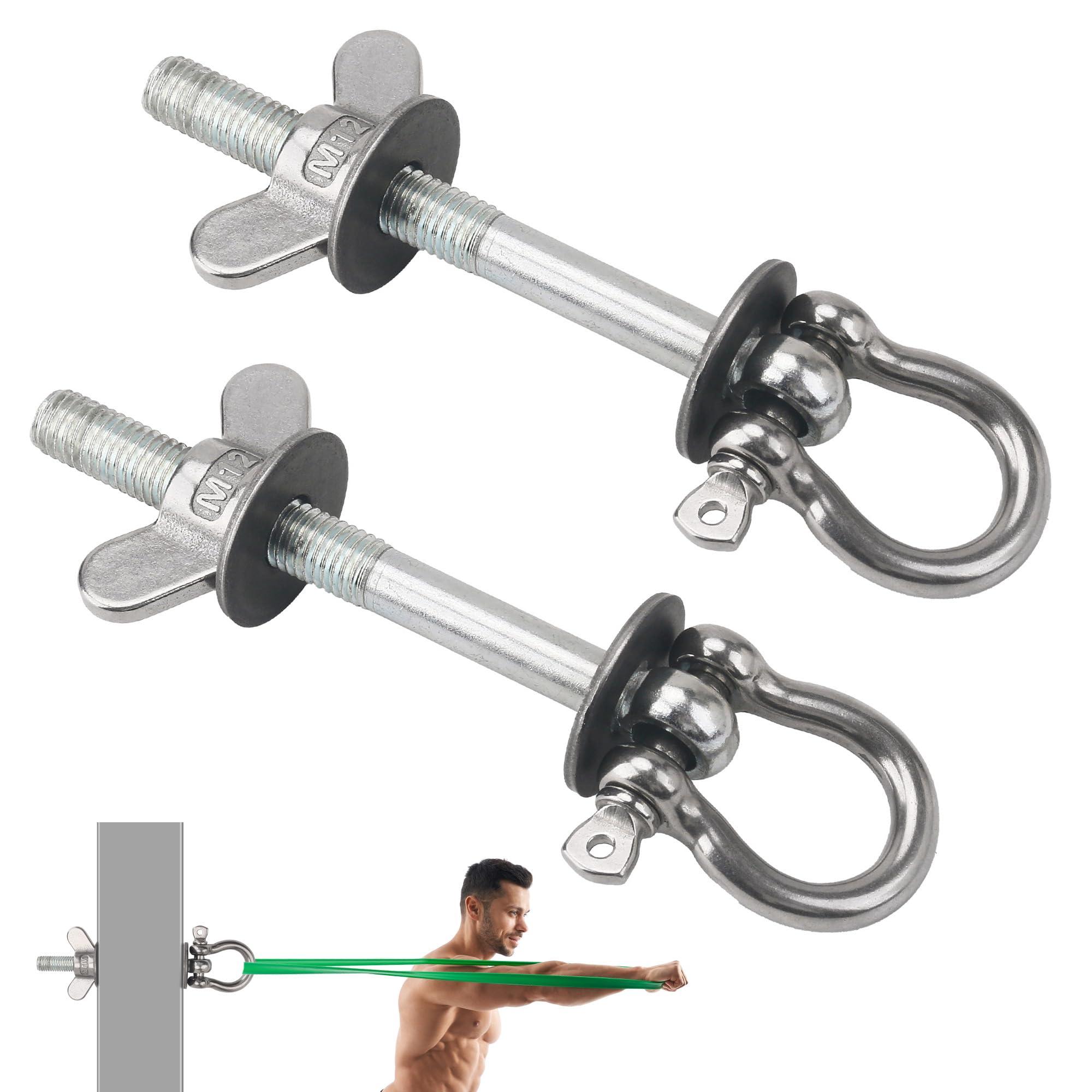 EAORBD Power Rack attachments Band Pegs Resistance Band Hooks for Squat Rack O-Ring for Versatile Gym Equipment Attachments 304 Stainless Steel (2