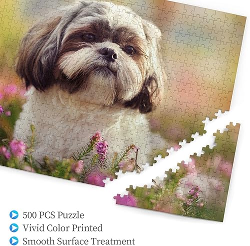 Miniatura 3 de Rompecabezas de madera para adultos, 500 piezas, de madera con diseño de Shih Tzu, arte moderno para pared, arte moderno, decoración del hogar,
