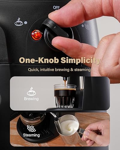 Miniatura 5 de SHARDOR Máquina de café expreso de 3.5 bares, cafetera compacta de 4 tazas con espumador de leche, máquina de capuchino de precalentamiento de 800 W