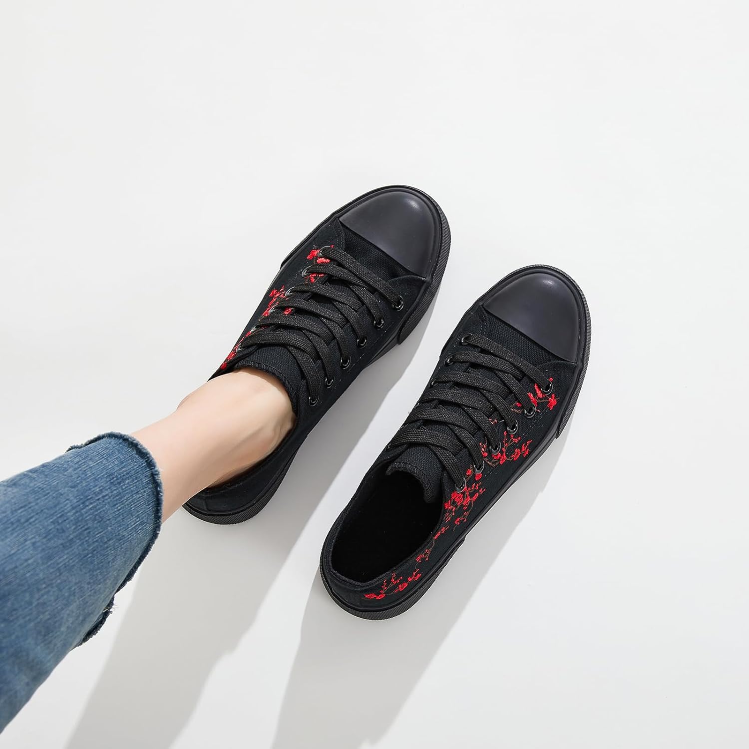 hash bubbie White Sneakers for Women Low Top Canvas Shoes Womens Canvas Sneakers Women's Fashion Sneakers Slip on Casual Tennis Shoes - Image 6