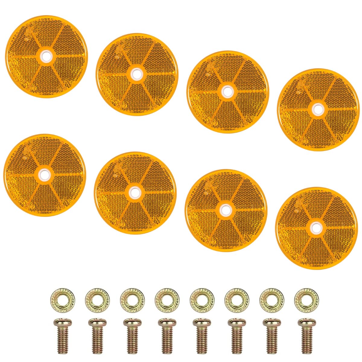 8 Stück Rückstrahler Rund, Anhänger Reflektor mit E-Prüfzeichen, 60mm Orange Katzenaugen Reflektoren Rund & Anschraubbar, Rückstrahler für Fahrradanhänger, LKW, Seitenstrahler (Gelb) Auto & Motorrad