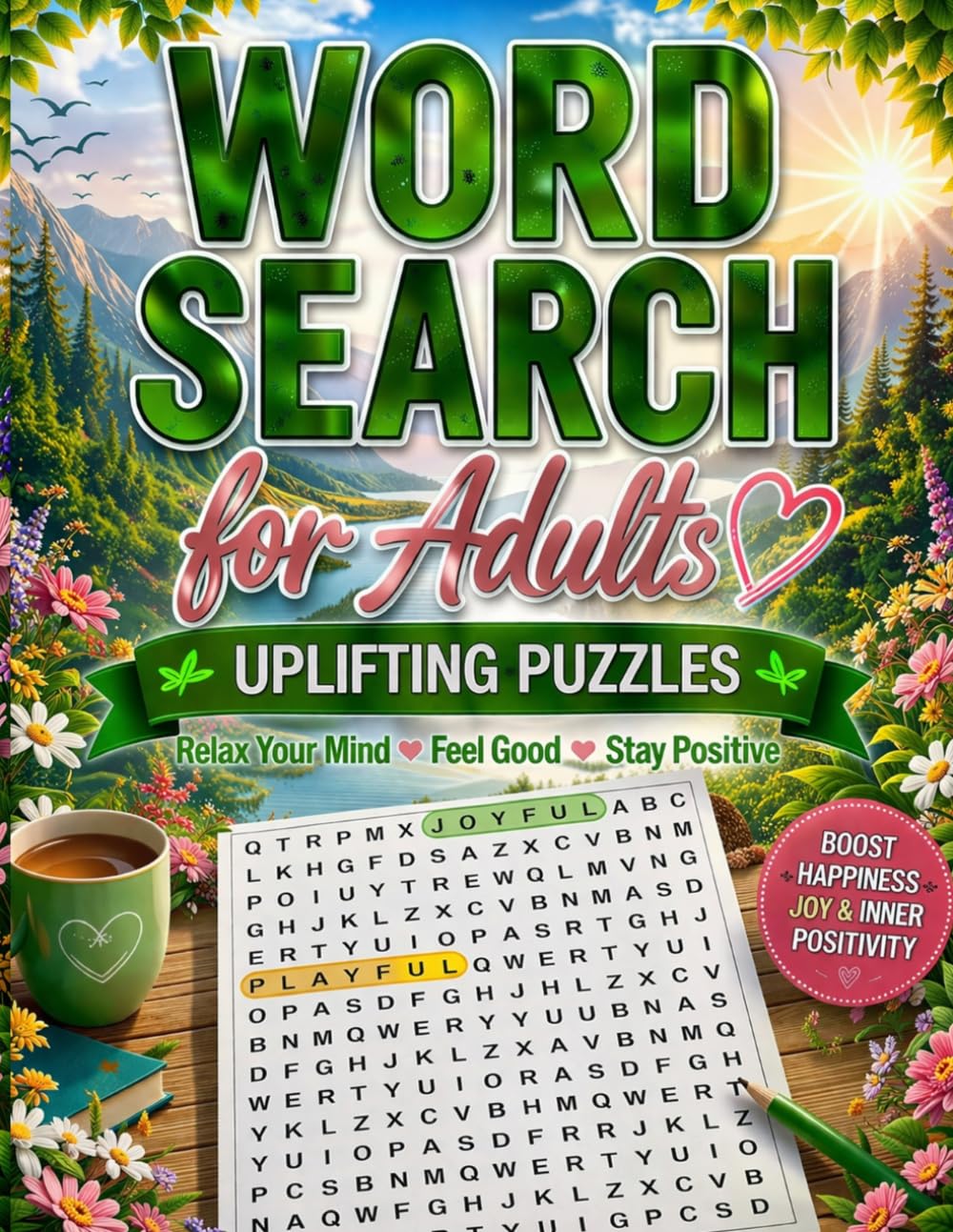 Word Search for Adults: Uplifting & Relaxing Puzzles to Boost Happiness, Focus & Positivity | Fun Word Searches for Stress Relief