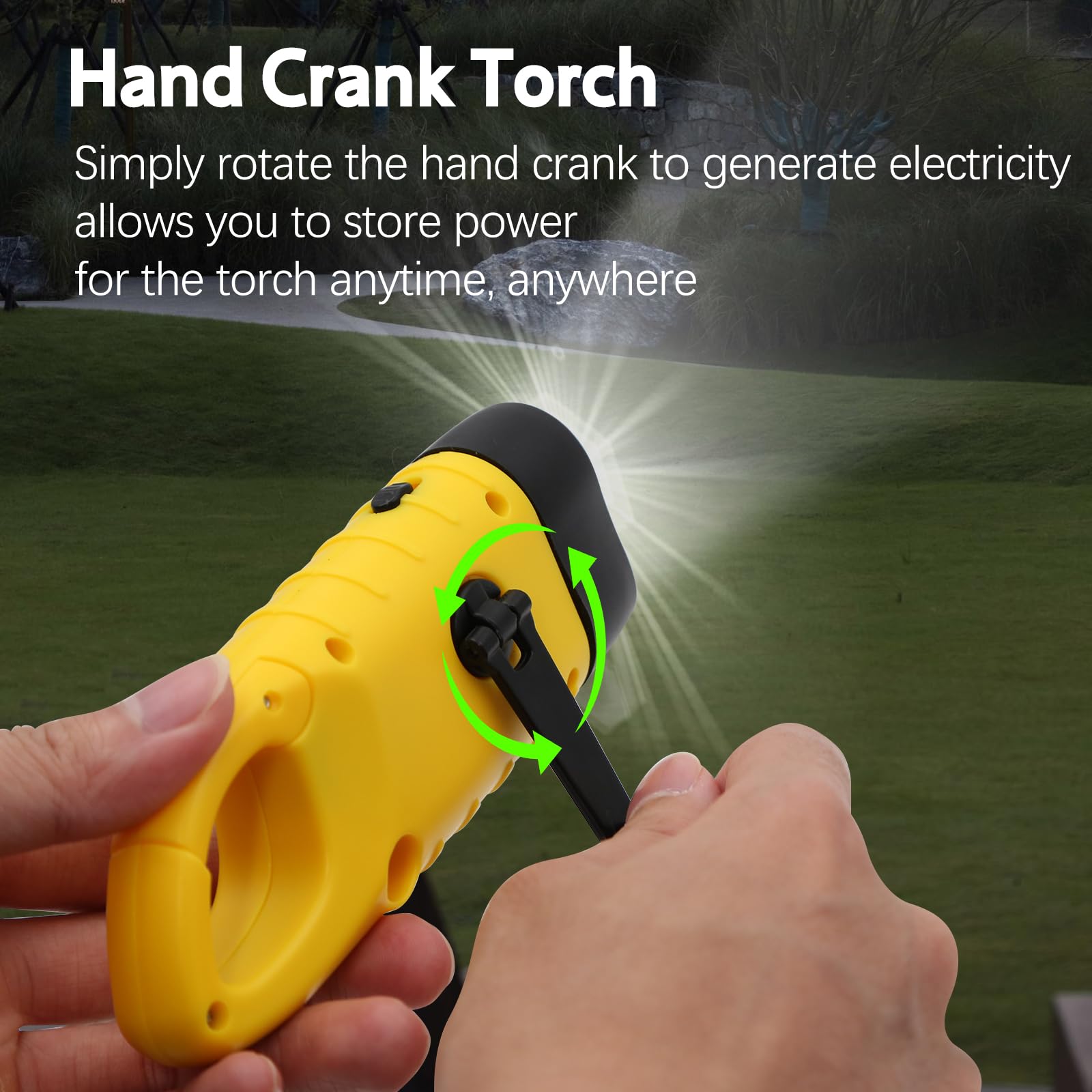 BINGKELE 2 Pack Wind Up Torch, LED Torch, Hand Crank Torc h, Solar Powered Torc h - Image 3